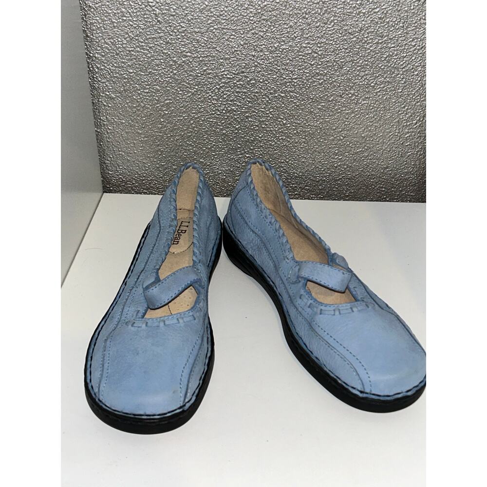 LL Bean Boho Hippie Comfort Preppy Blue Suede Mary Janes 6.5